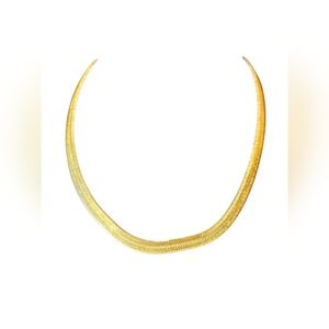 Gold Tone Flat Chain Link Necklace